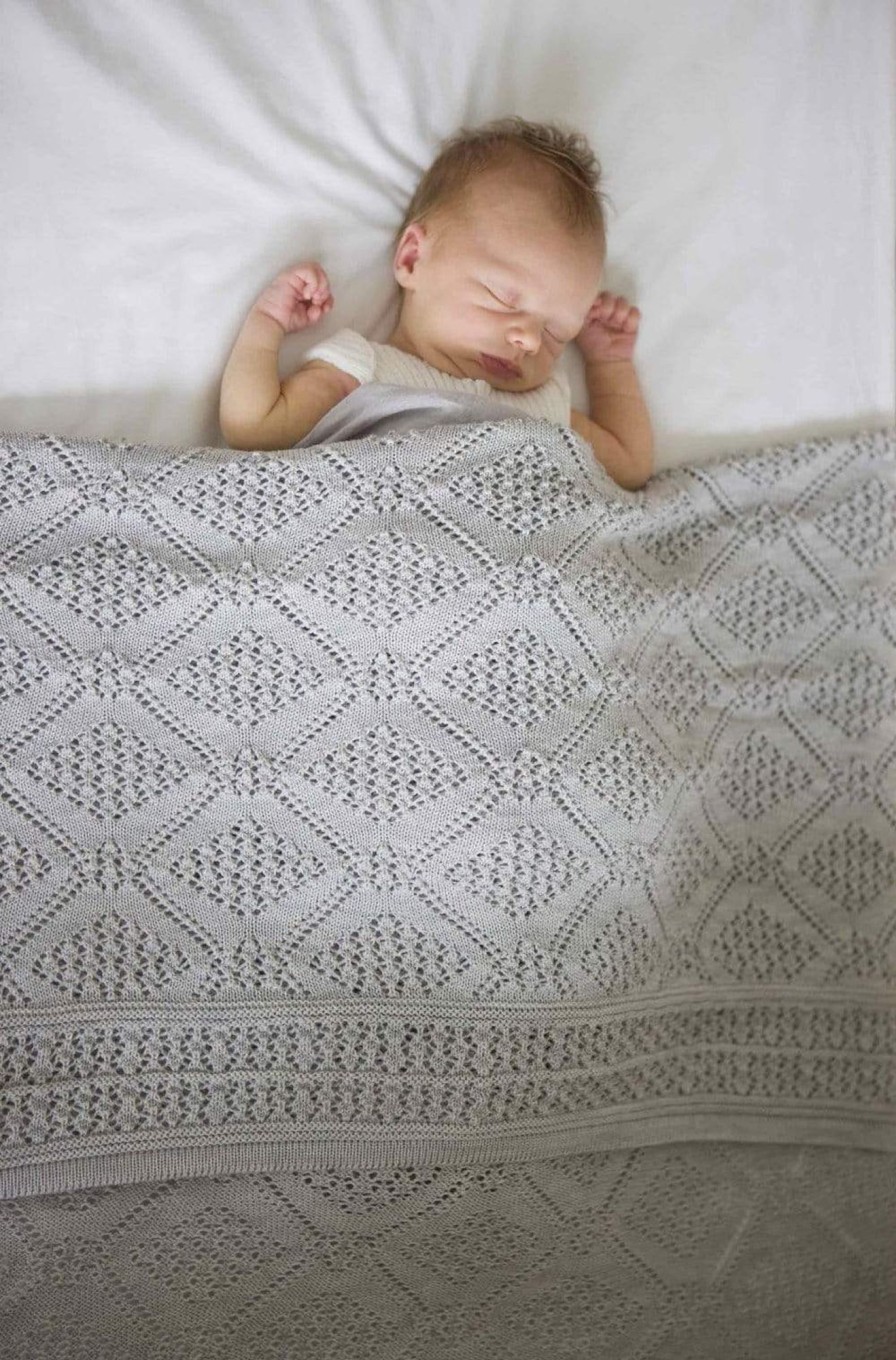 Books, Toys & Gifts Heirloom Gifts For Newborn Babies | Heirloom Merino Baby Blanket Geometric Pattern - Cygnet Grey