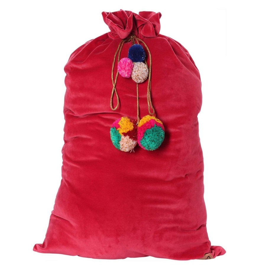 Books, Toys & Gifts Kip&Co Christmas Stockings | Kip&Co Velvet Santa Sack - Red