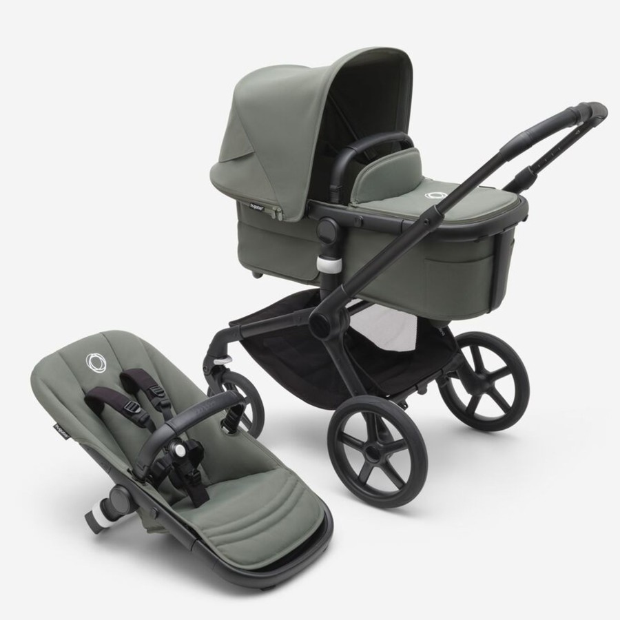 Going Places Bugaboo Single Strollers | Bugaboo Fox 5 Complete Stroller - Black Base With Forest Green Fabric