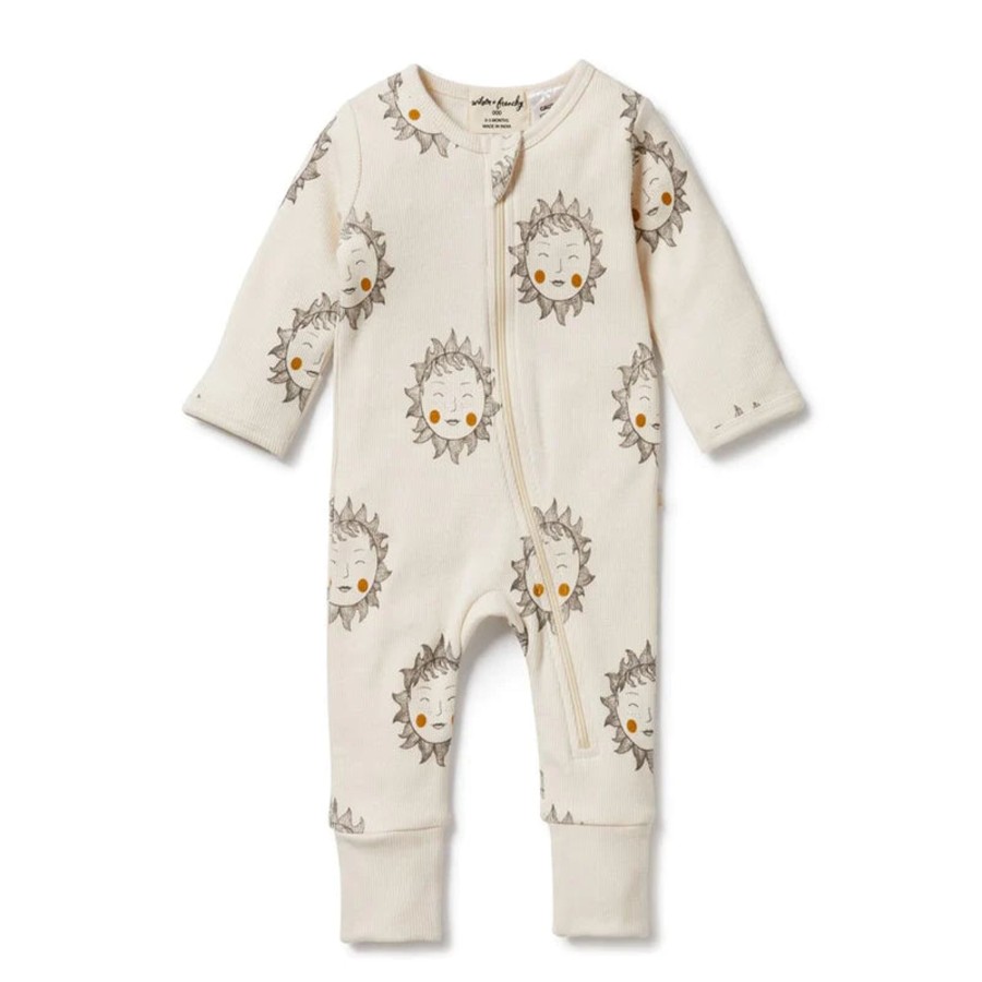 Babies Wilson & Frenchy Pyjamas | Wilson & Frenchy Organic Zipsuit With Feet - Shine On Me