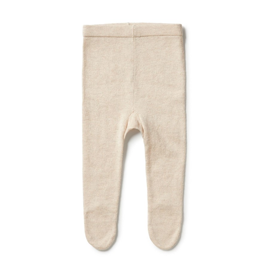 Babies Wilson & Frenchy Gender-Neutral Clothes | Wilson & Frenchy Knitted Legging With Feet - Oatmeal Melange