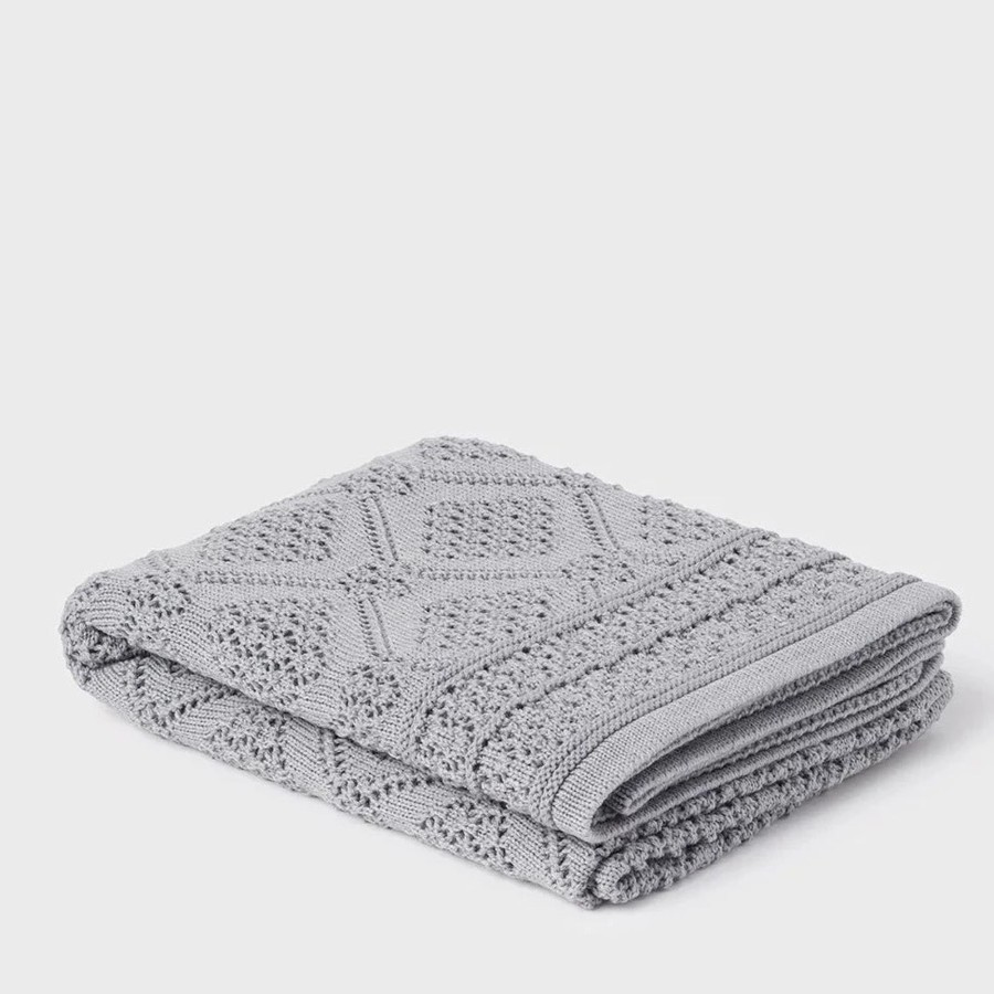 Books, Toys & Gifts Heirloom Baby Shower Gifts | Heirloom Merino Baby Blanket Geometric Pattern - Mid Grey