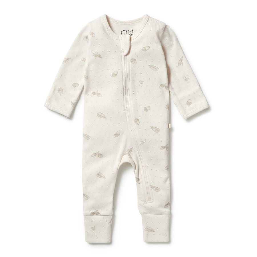 Babies Wilson & Frenchy Boys Clothes | Wilson + Frenchy Organic Pointelle Zipsuit With Feet - Little Acorn