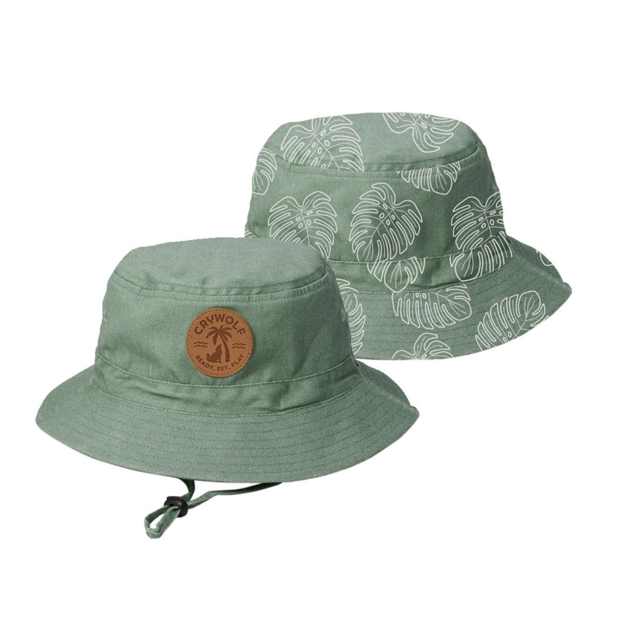 Books, Toys & Gifts Crywolf Something To Wear | Crywolf Reversible Bucket Hat - Jade Monstera