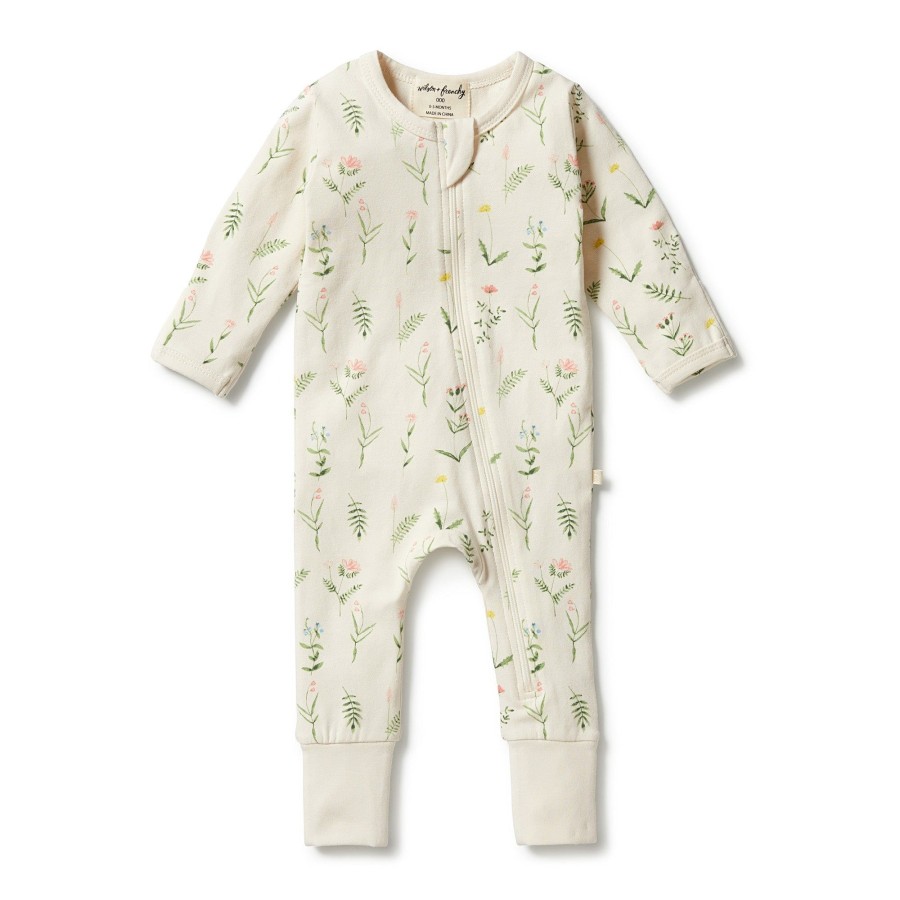 Books, Toys & Gifts Wilson & Frenchy Something To Wear | Wilson + Frenchy Organic Zipsuit With Feet - Wild Flower