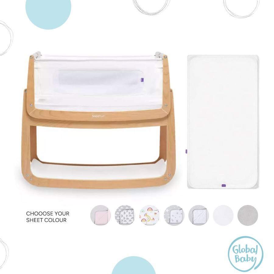 Babys Room Snuz Bassinets | Snuzpod4 Bedside Crib Everything Bundle - Natural - Choose Your Sheet Colour