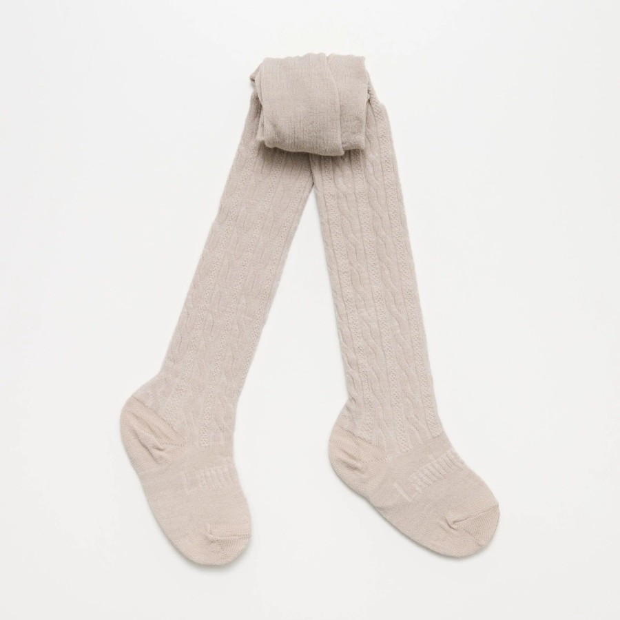 Babies Lamington Boys Clothes | Lamington Merino Wool Cable Tights- Oatmeal