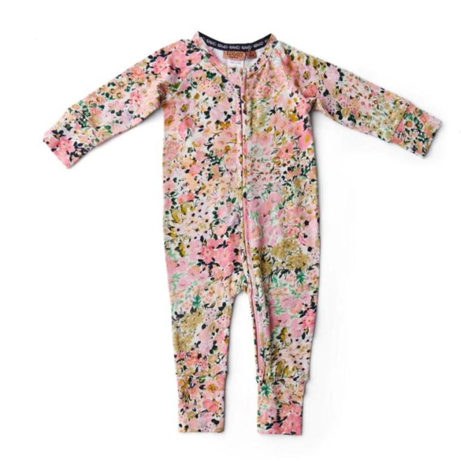 Babies Kip&Co Pyjamas | Kip & Co You'Re Beautiful Organic Long Sleeve Zip Romper