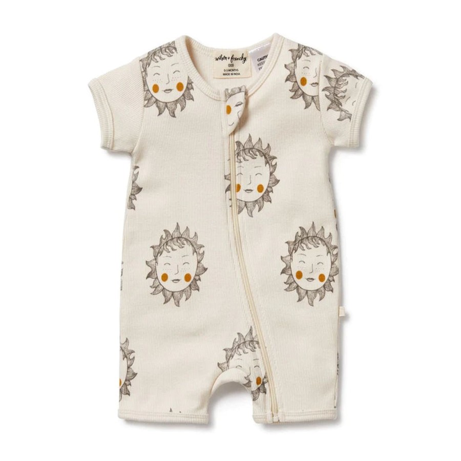 Babies Wilson & Frenchy Gender-Neutral Clothes | Wilson & Frenchy Organic Boyleg Zipsuit - Shine On Me