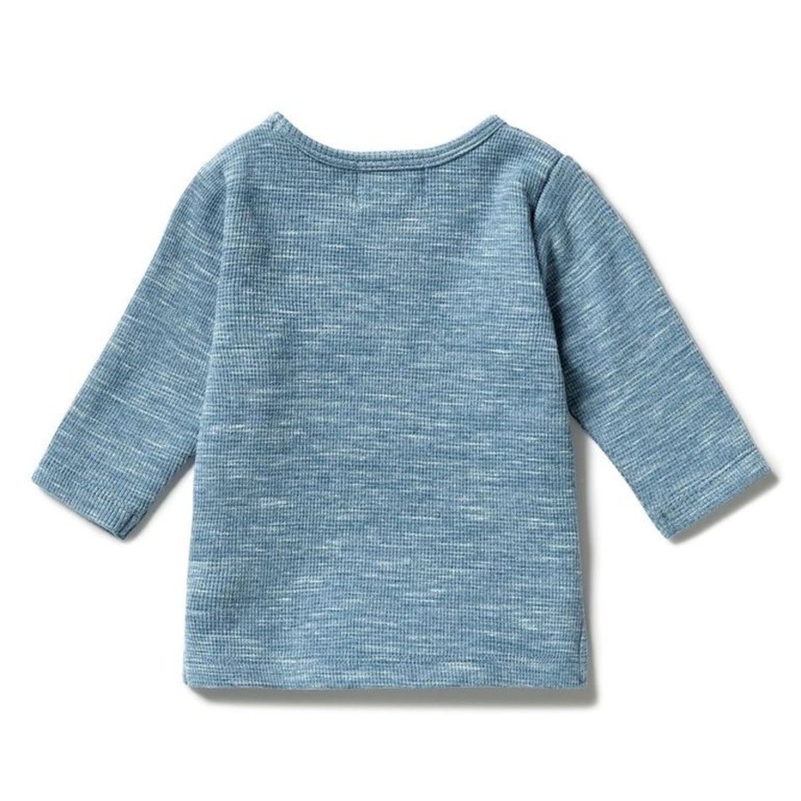 Books, Toys & Gifts Wilson & Frenchy Something To Wear | Wilson & Frenchy Organic Waffle Pocket Top - Bluestone