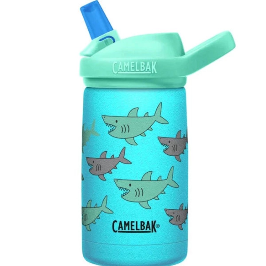 Going Places Camelbak Travelling With Kids | Camelbak Eddy+ Kids Insulated Stainless Steel Bottle - 0.35L- Limited Edition- Sharks