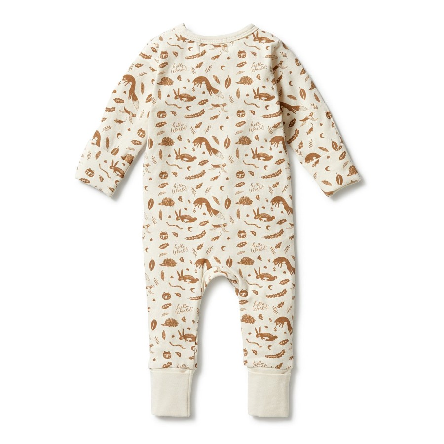 Babies Wilson & Frenchy Gender-Neutral Clothes | Wilson + Frenchy Organic Zipsuit With Feet - Hello World