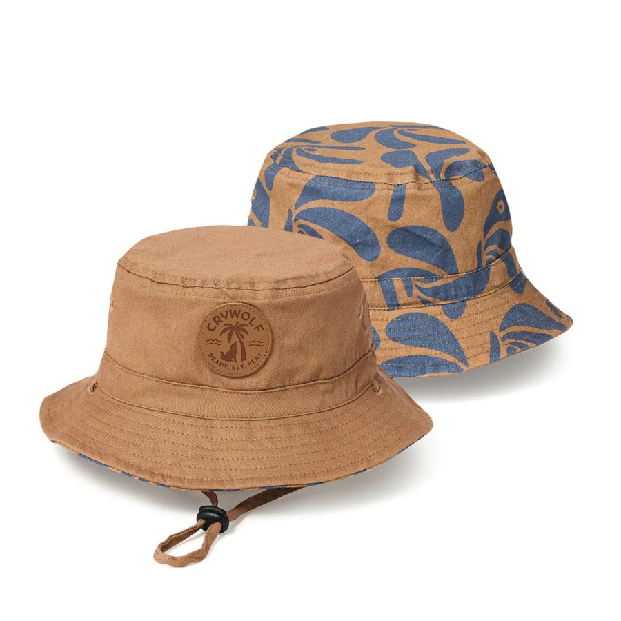 Going Places Crywolf Baby Wearing | Crywolf Reversible Bucket Hat - Indigo Palms