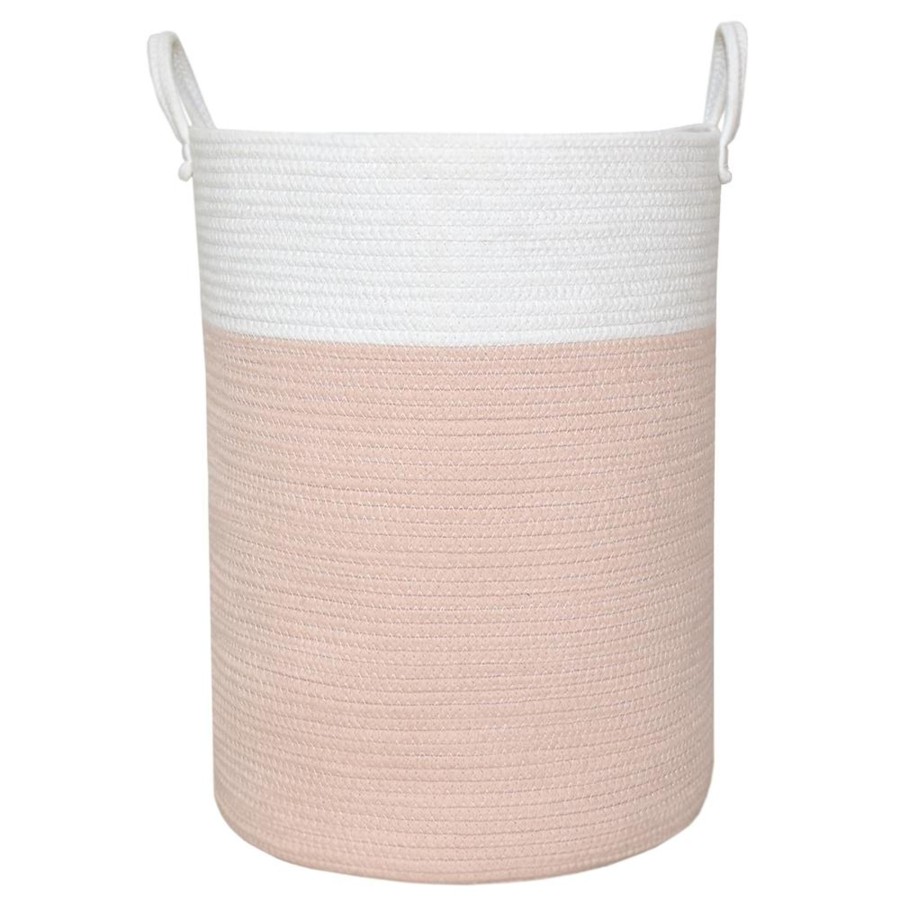 Babys Room Living Textiles Room Decor | Living Textiles 100% Cotton Rope Hamper - Blush/White