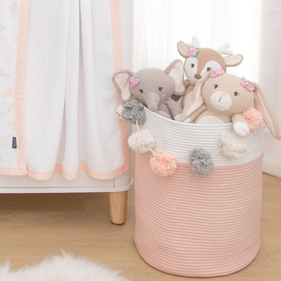 Babys Room Living Textiles Room Decor | Living Textiles 100% Cotton Rope Hamper - Blush/White