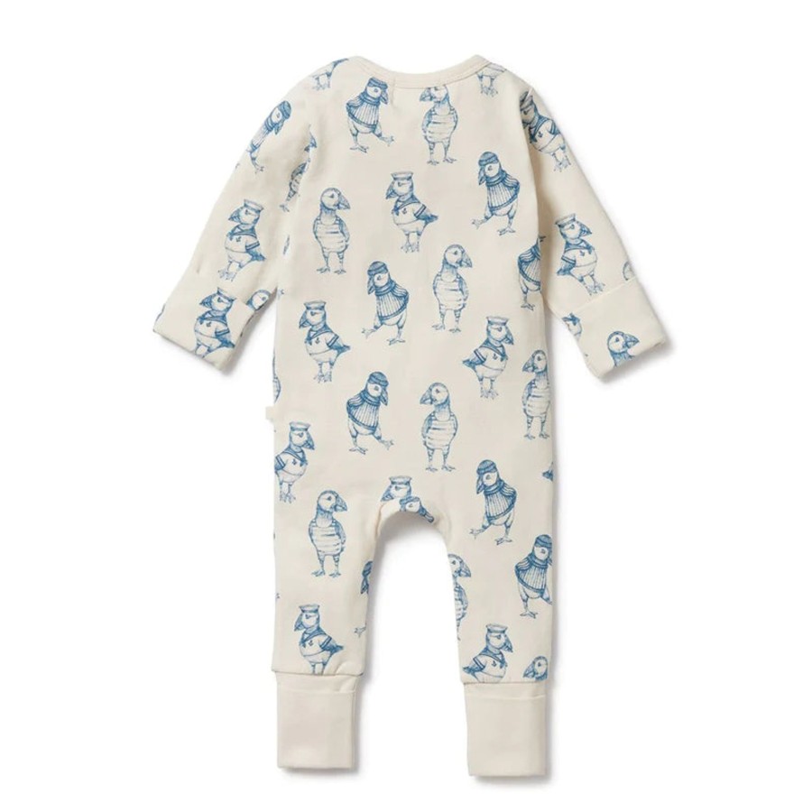 Babies Wilson & Frenchy Pyjamas | Wilson & Frenchy Organic Zipsuit With Feet - Petit Puffin