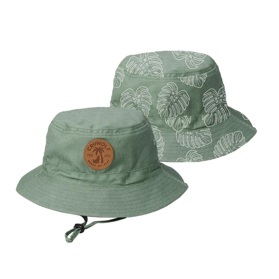 Going Places Crywolf Baby Wearing | Crywolf Reversible Bucket Hat - Jade Monstera