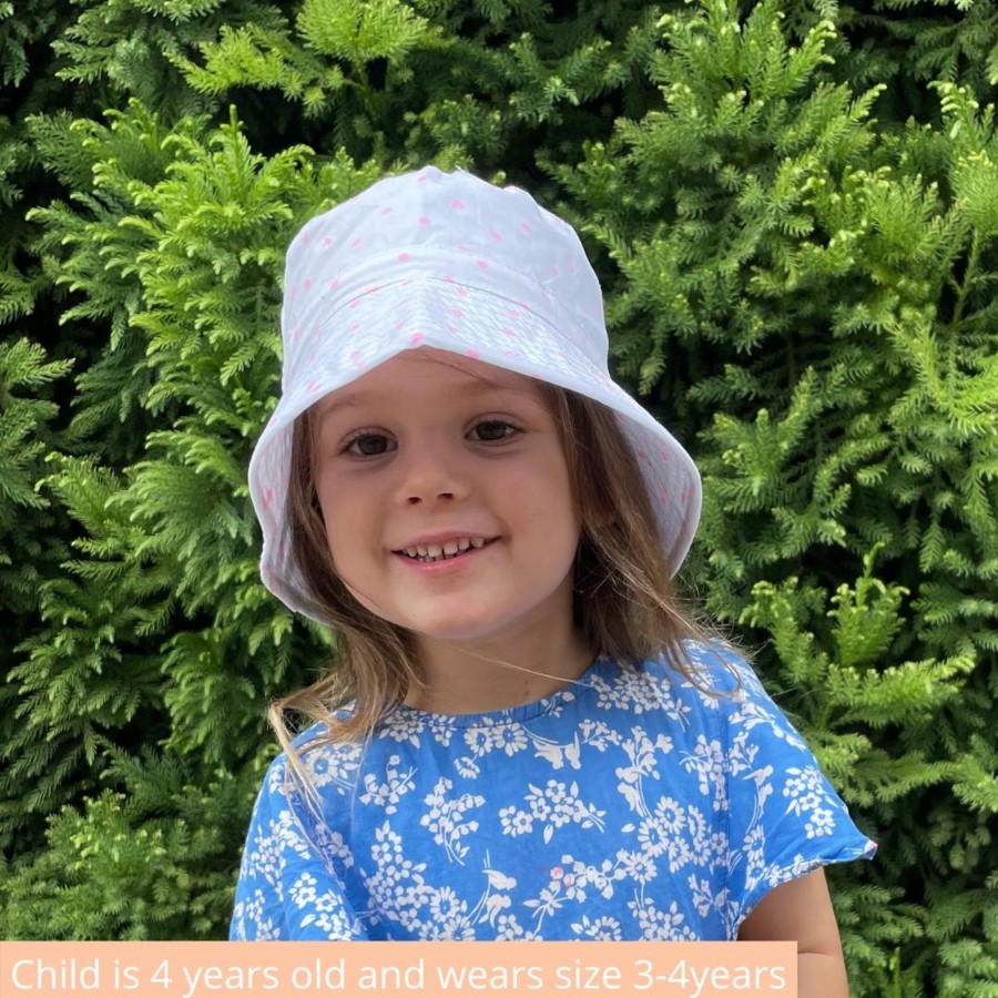 Books, Toys & Gifts Ohbubs Something You Need | Ohbubs Bucket Hat - White With Pink Hearts & Spots