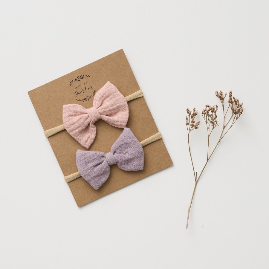 Books, Toys & Gifts Over the Dandelions Baby'S First Christmas | Over The Dandelions Bow Headband Set Of 2 - Lilac + Blush