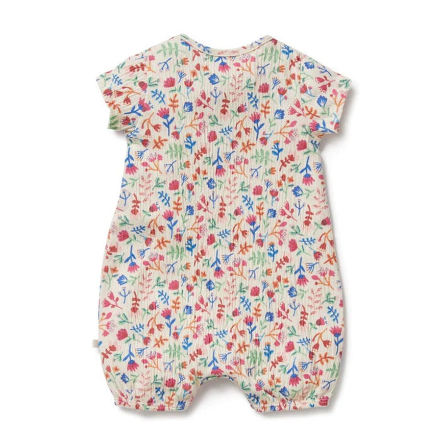 Babies Wilson & Frenchy Girls Clothes | Wilson & Frenchy Crinkle Henley Playsuit - Tropical Garden