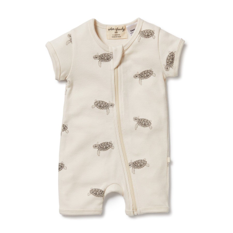 Books, Toys & Gifts Wilson & Frenchy Something To Wear | Wilson & Frenchy Organic Rib Boyleg Zipsuit - Tiny Turtle