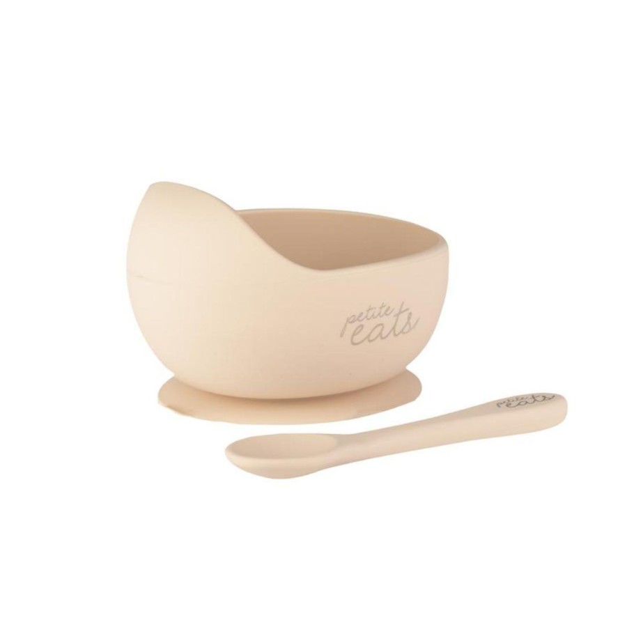 Babies Petite Eats Plates, Bowls, And Cutlery | Petite Eats Silicone Suction Bowl And Spoon - Blush