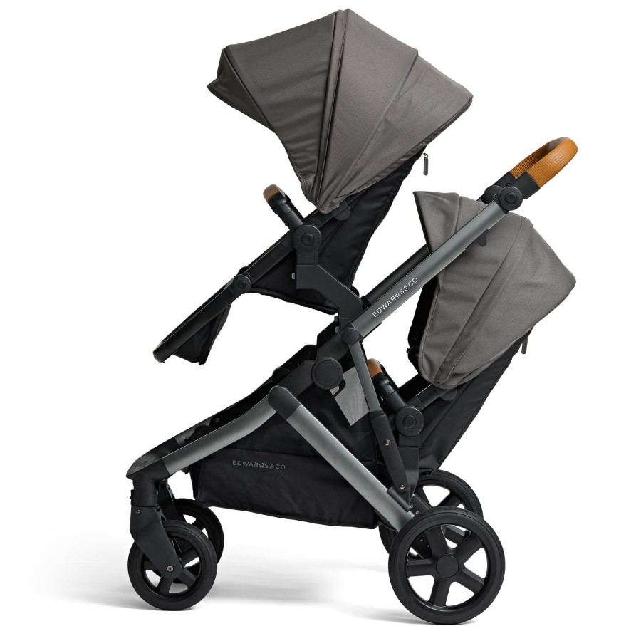 Going Places Edwards & Co Seat Liners | Edwards & Co Olive Double Stroller - Ochre Grey (Limited Edition)