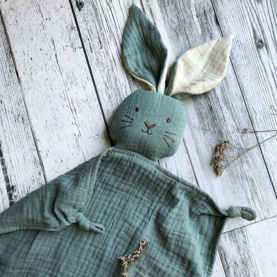 Books, Toys & Gifts Over the Dandelions New Zealand Gifts | Over The Dandelions Bunny Lovey - Sage With Milk Ears