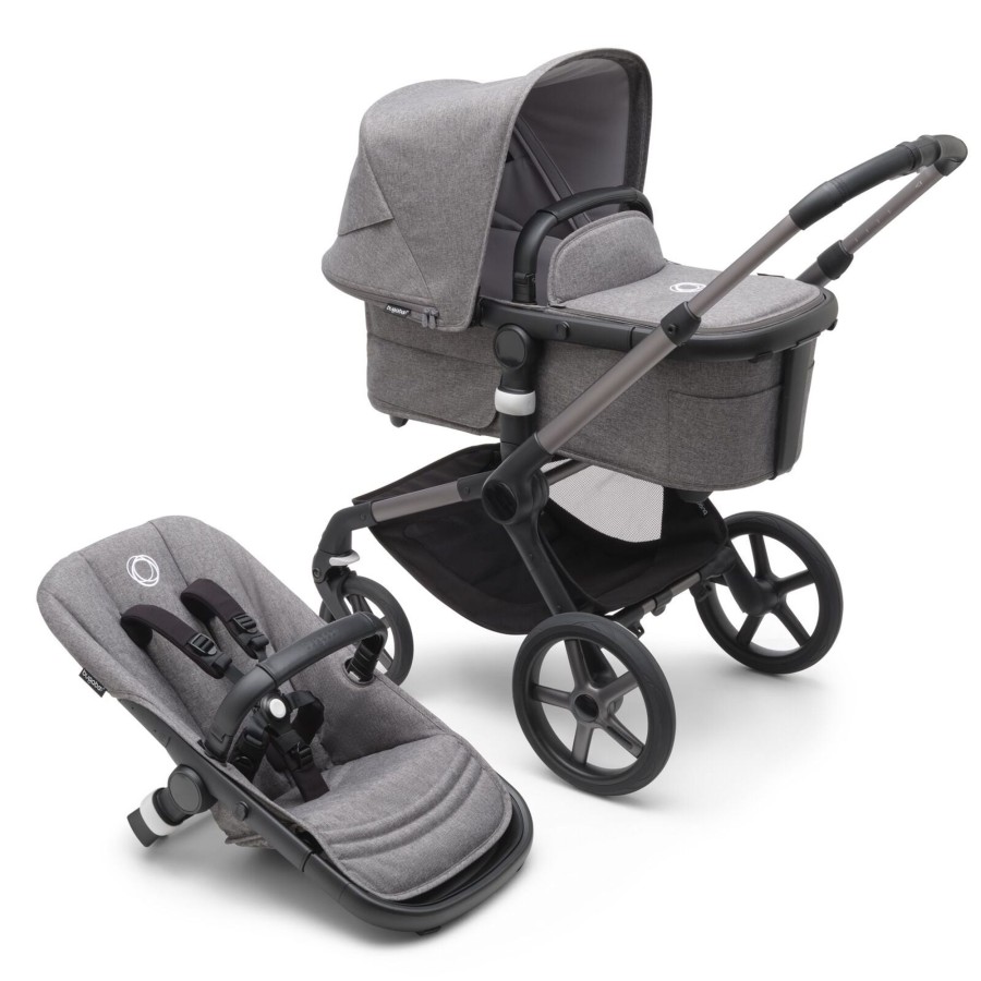 Going Places Bugaboo Single Strollers | Bugaboo Fox 5 Complete Stroller - Graphite Base With Grey Melange Fabric