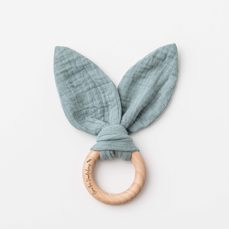 Babies Over the Dandelions Teething Toys | Over The Dandelions Muslin Bunny Ear Teether - Sage