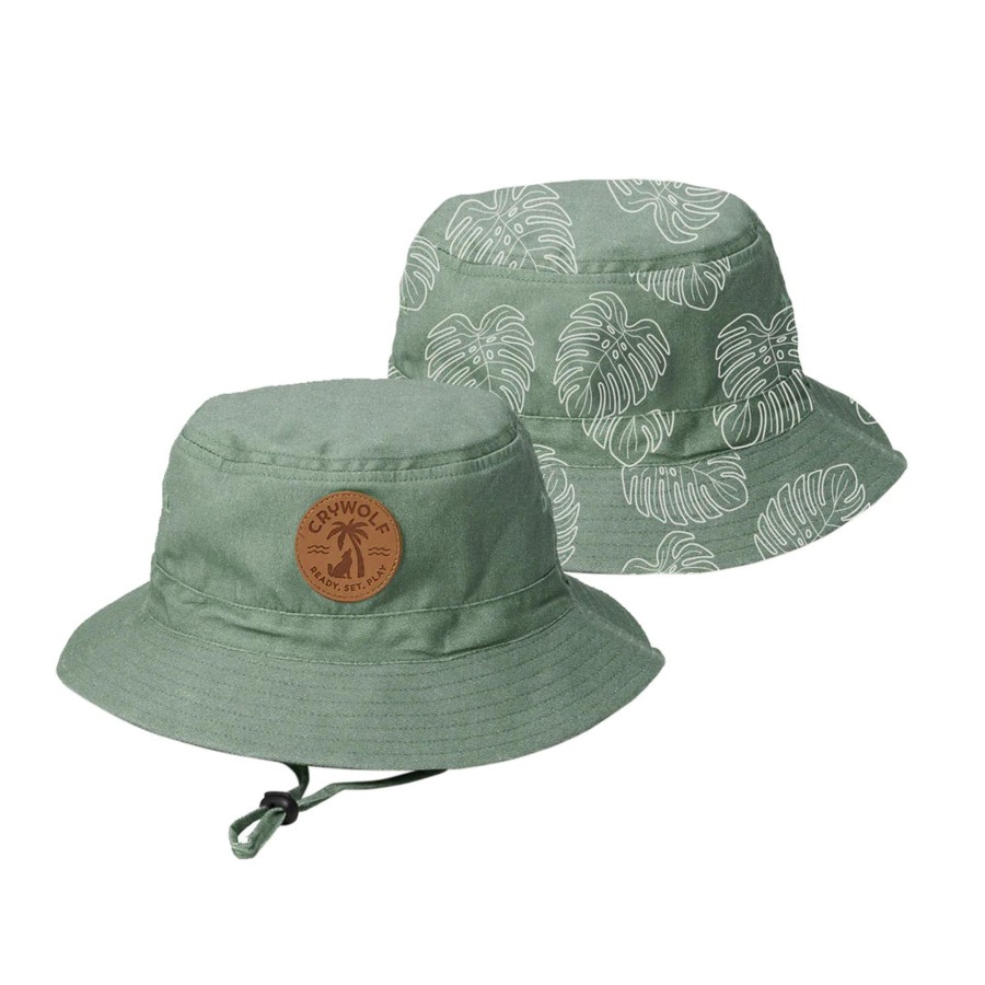 Babies Crywolf Hats | Crywolf Reversible Bucket Hat - Jade Monstera