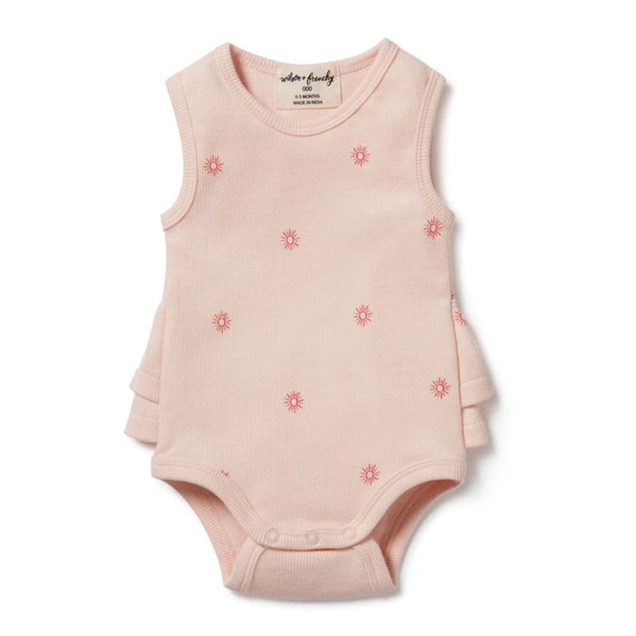 Babies Wilson & Frenchy Gender-Neutral Clothes | Wilson & Frenchy Organic Terry Ruffle Bodysuit - Petit Soleil