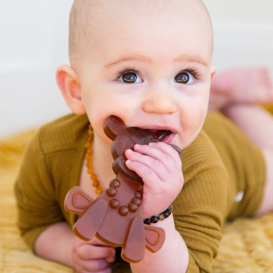 Books, Toys & Gifts Bambeado Teether Toys | Bambeado Little Bamber Natural Amber And Rubber Teething Toy