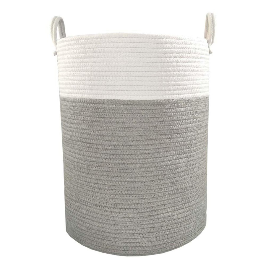 Babys Room Living Textiles Toy Storage | Living Textiles 100% Cotton Rope Hamper - Grey/White