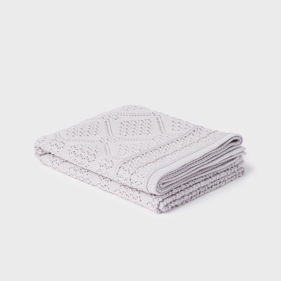 Babys Room Heirloom Sheets And Blankets | Heirloom Merino Baby Blanket Geometric Pattern - Powder