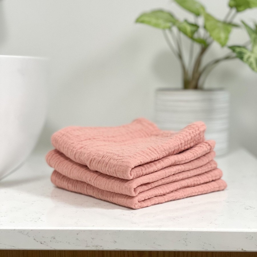 Books, Toys & Gifts Ohbubs Something You Need | Ohbubs Cotton Washcloths - 3 Pack - Dusty Pink