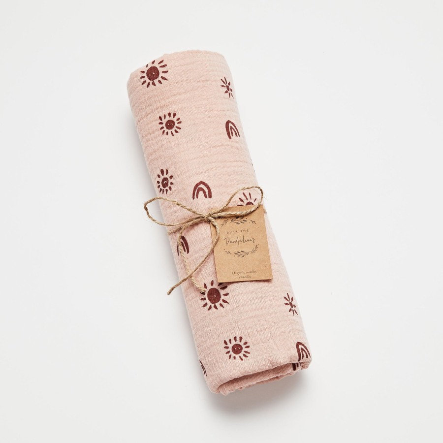 Babies Over the Dandelions Wraps And Muslins | Discontinued Over The Dandelions Swaddle - Blush/Plum Sunny