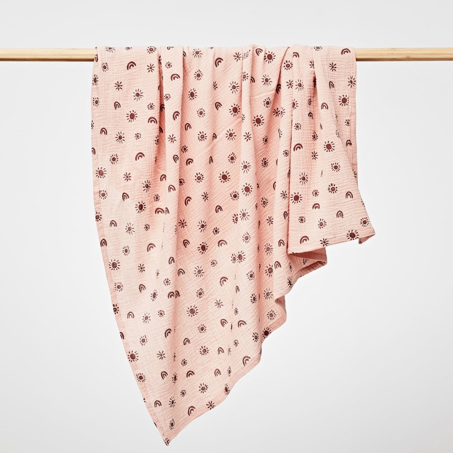 Babies Over the Dandelions Wraps And Muslins | Discontinued Over The Dandelions Swaddle - Blush/Plum Sunny