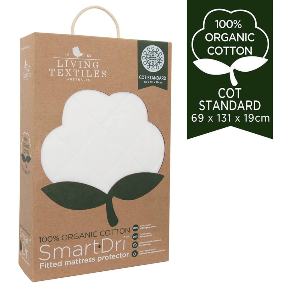 Babys Room Living Textiles Sheets And Blankets | Living Textiles Organic Smart-Dri Waterproof Mattress Protector - Standard Cot