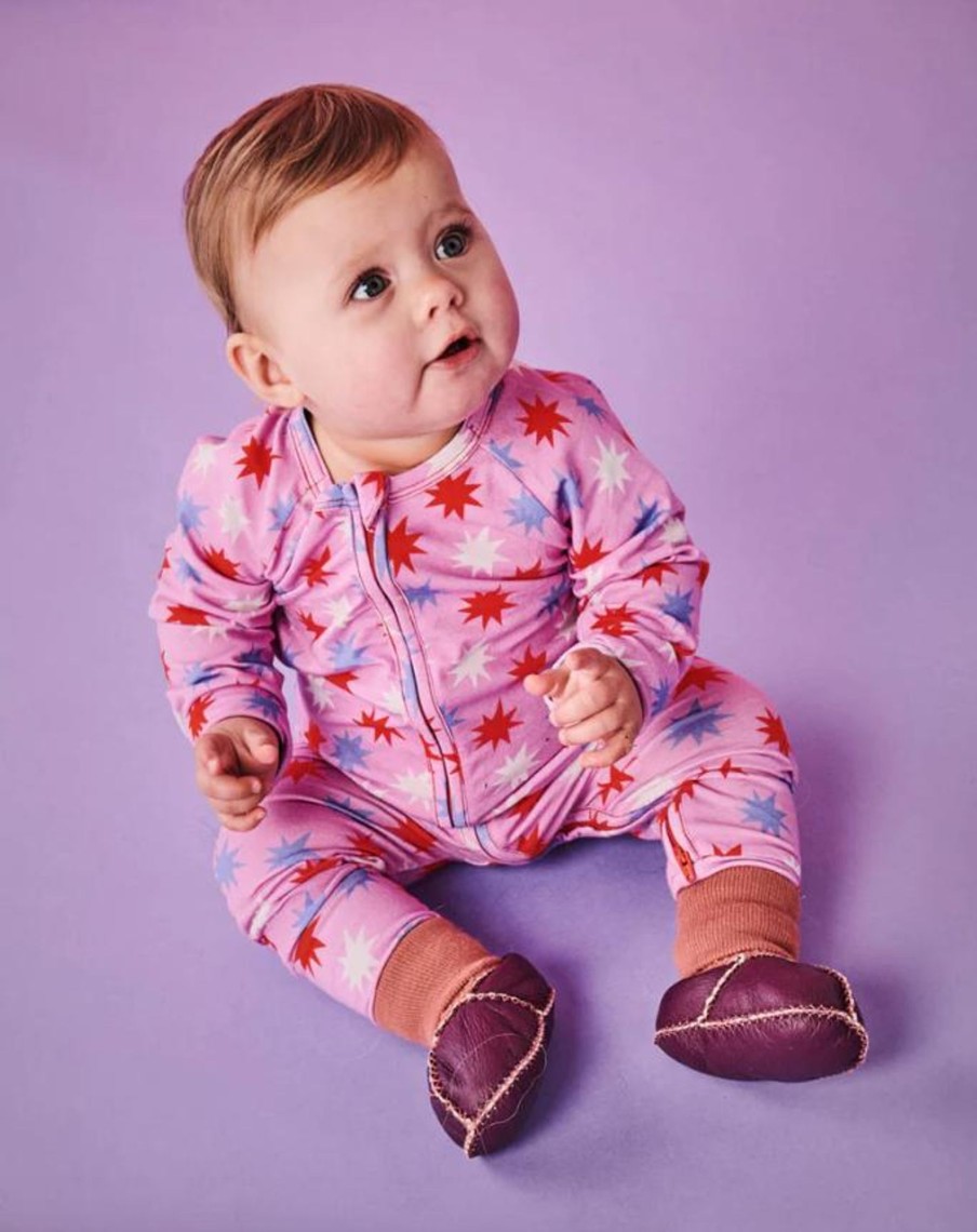 Babies Kip&Co Baby Clothes | Kip & Co Be A Star Organic Long Sleeve Zip Romper