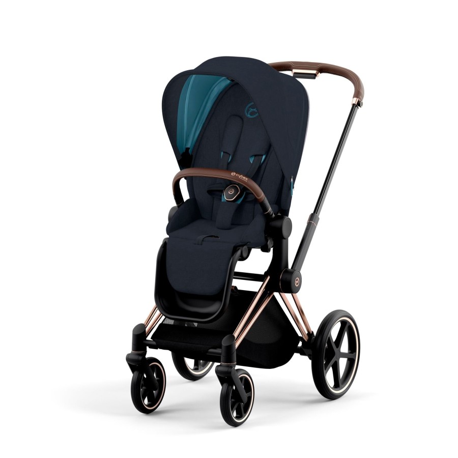 Going Places Cybex Seat Liners | Cybex Priam Pram 2022 Rose Gold + Midnight Blue