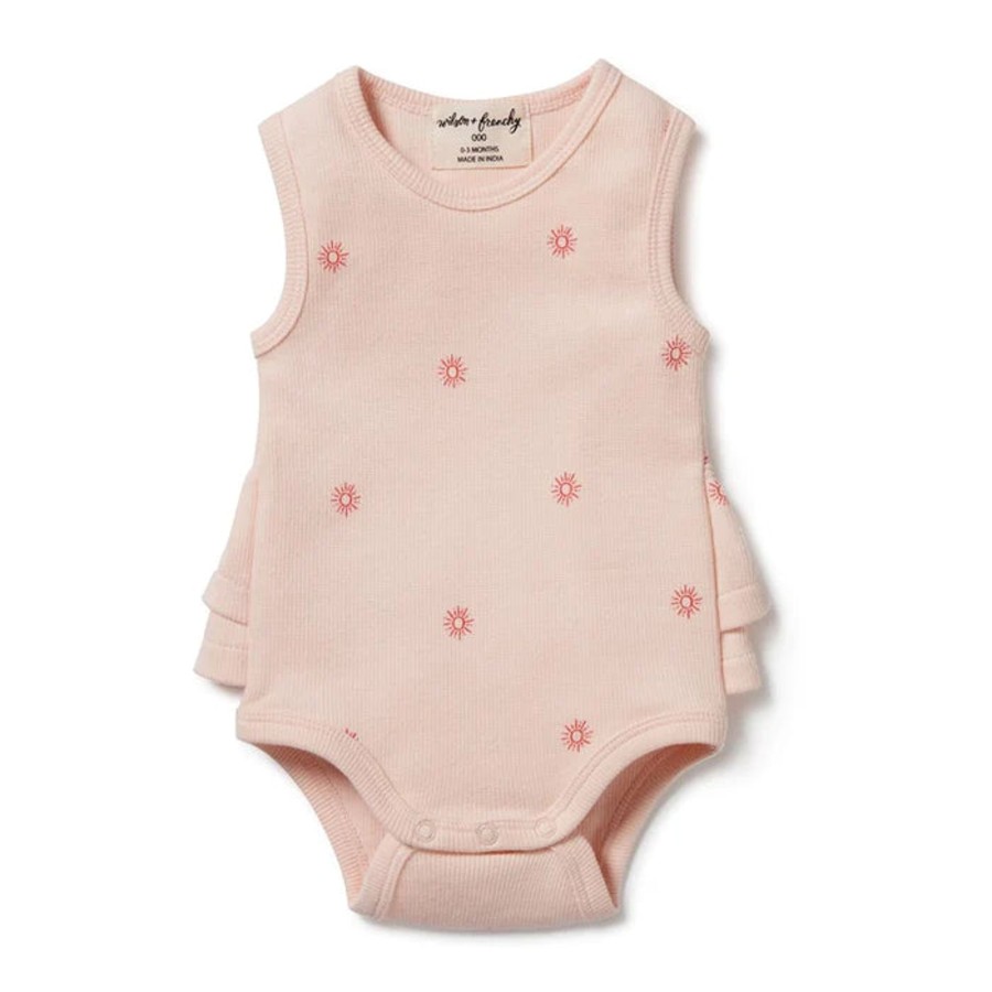 Babies Wilson & Frenchy Baby Clothes | Wilson & Frenchy Organic Terry Ruffle Bodysuit - Petit Soleil