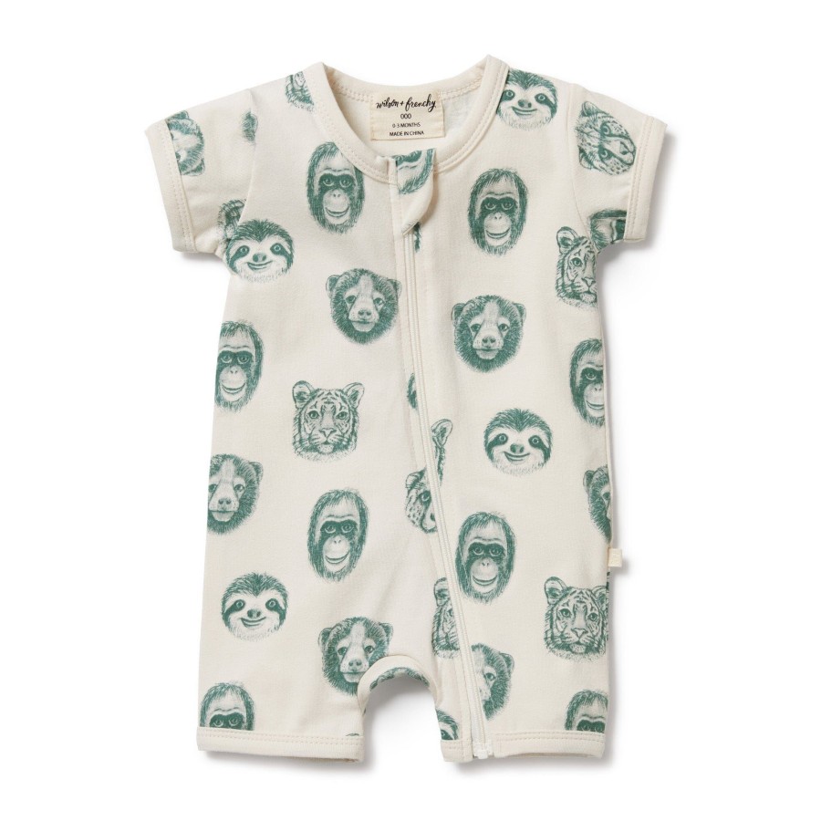 Babies Wilson & Frenchy Gender-Neutral Clothes | Wilson & Frenchy Organic Boyleg Zipsuit - Hello Jungle