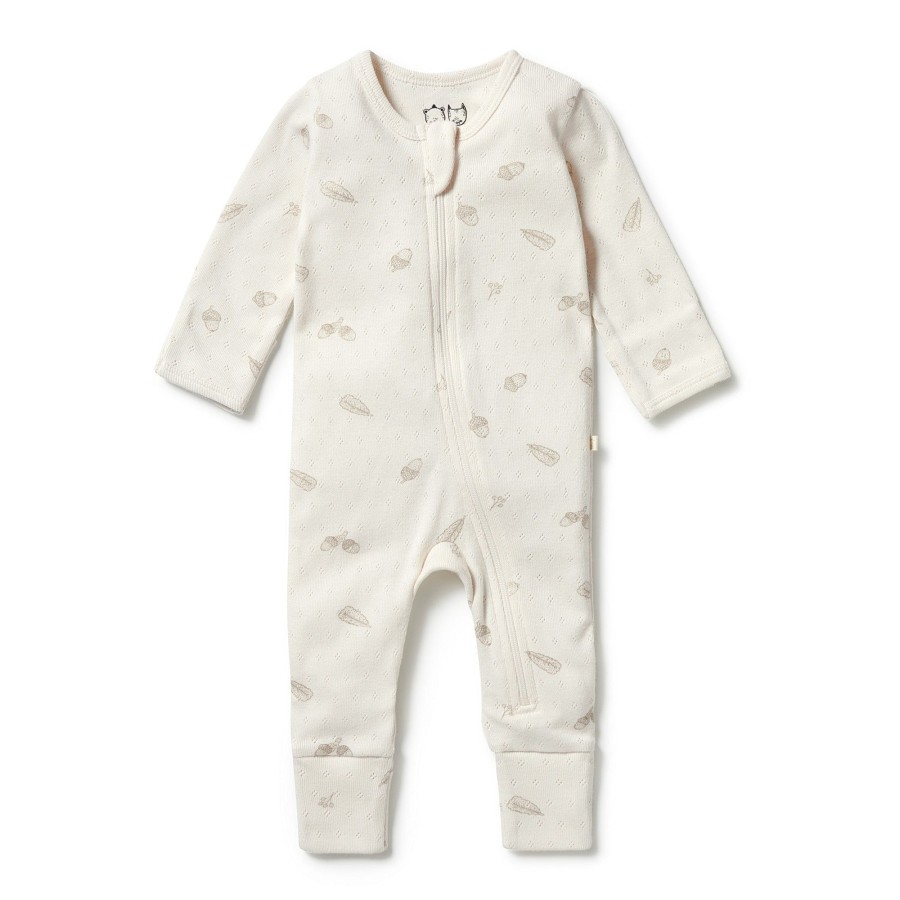 Babies Wilson & Frenchy Girls Clothes | Wilson + Frenchy Organic Pointelle Zipsuit With Feet - Little Acorn