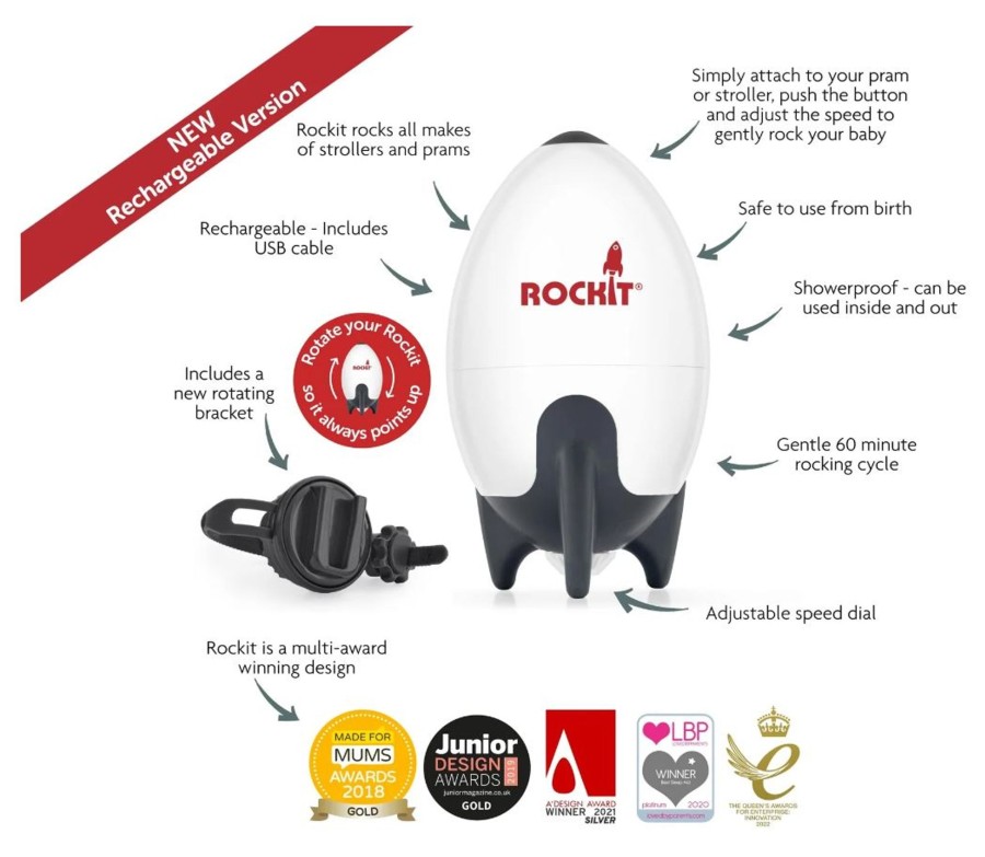 Books, Toys & Gifts Rockit Baby Shower Gifts | Rechargeable Rockit Portable Baby Stroller Rocker