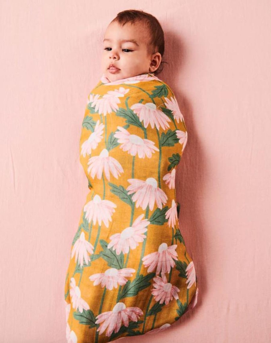 Books, Toys & Gifts Kip&Co Gifts For Newborn Babies | Kip & Co Daisy Bunch Mustard Bamboo Swaddle