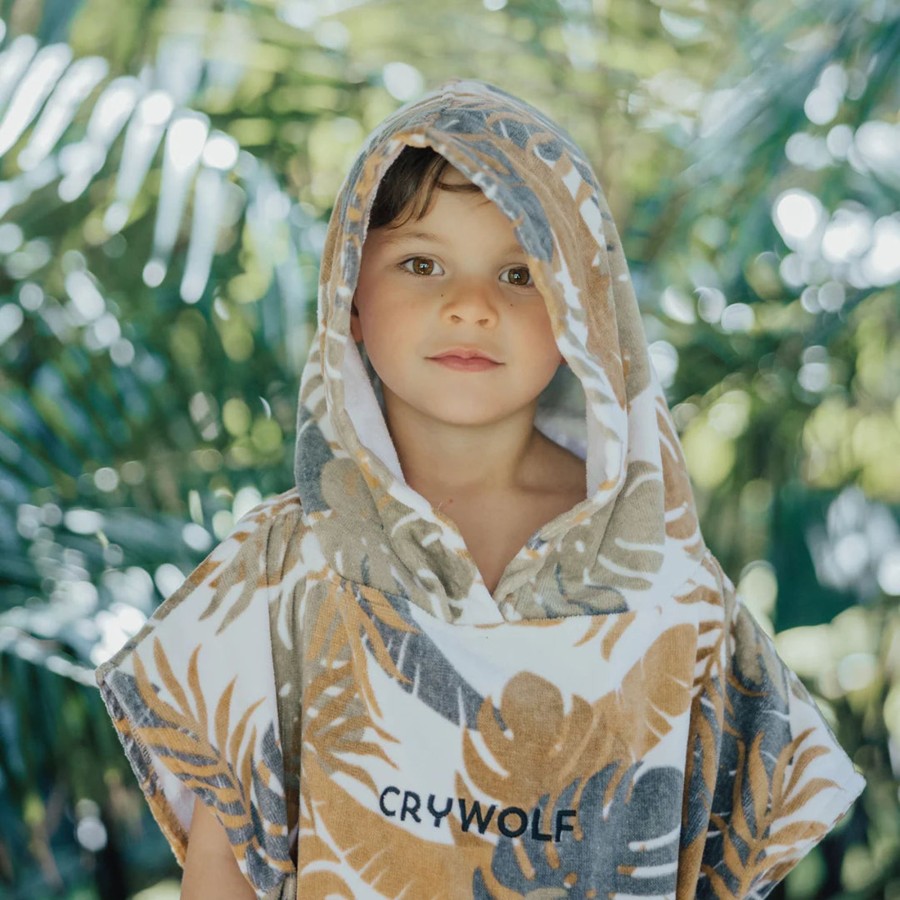 Babies Crywolf Towels & Washcloths | Crywolf Hooded Towel - Tan Monstera