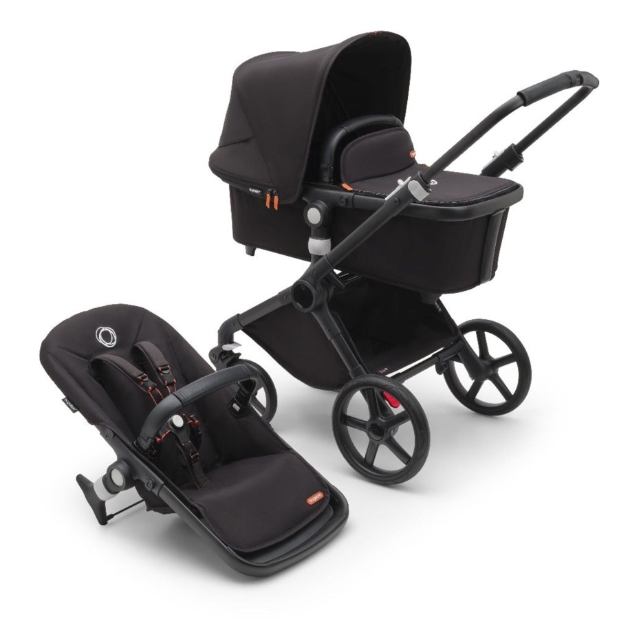 Going Places Bugaboo Single Strollers | Bugaboo Fox Cub Complete Stroller - Black Base With Midnight Black Fabric