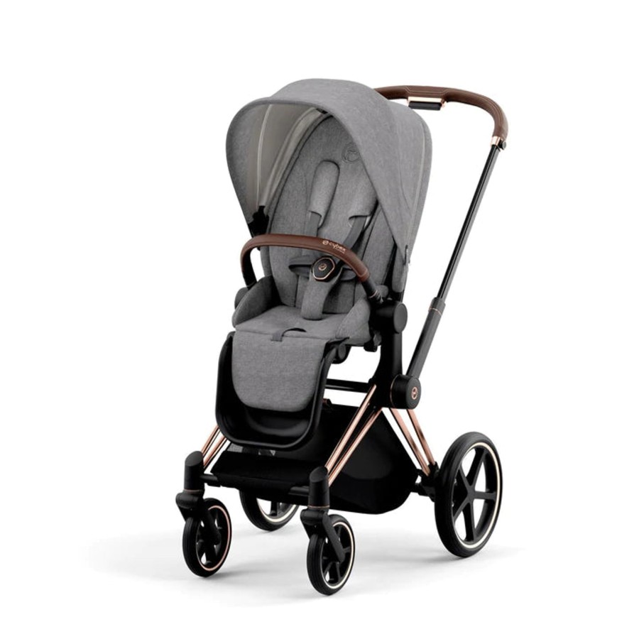 Going Places Cybex Seat Liners | Cybex Epriam 2022 Pram Rose Gold + Manhattan Grey