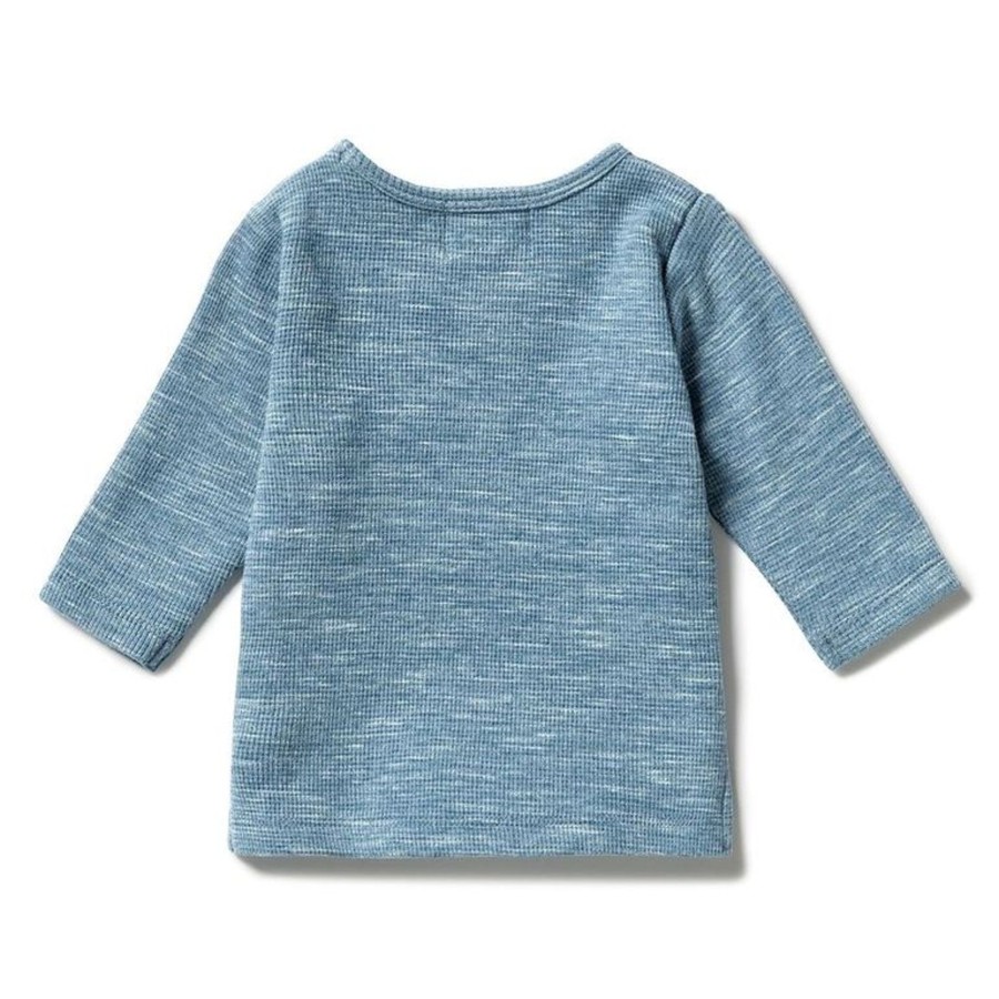 Babies Wilson & Frenchy Gender-Neutral Clothes | Wilson & Frenchy Organic Waffle Pocket Top - Bluestone